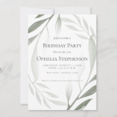 Invitation Anniversaire | Sage Vert Olive Branche Aquarelle (Devant)