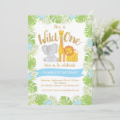 Invitation Anniversaire sauvage d'animaux mignons de safari (Debout devant)