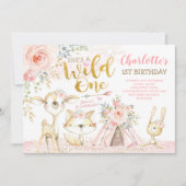 Invitation Anniversaire sauvage de Boho d'animaux tribaux de (Devant)