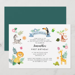 Invitation Anniversaire sauvage de la Jungle Safari Animaux 1