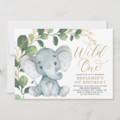 Invitation Anniversaire sauvage de verdure d'éléphant (Devant)