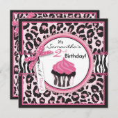 Invitation Anniversaire sauvage d'impression et de petit (Devant / Derrière)