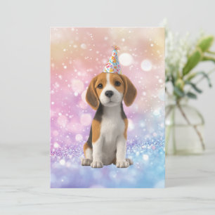 Invitation Anniversaire scintillant Beagle