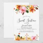 Invitation Anniversaire seize ans Fleur de cerisier de printe (Devant / Derrière)
