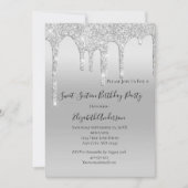Invitation Anniversaire Seize Ans Paillettes Argentées (Devant)