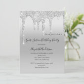 Invitation Anniversaire Seize Ans Paillettes Argentées (Debout devant)