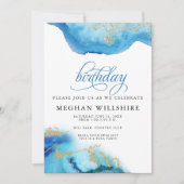 Invitation Anniversaire Septembre Sapphire Watercolor Geode (Devant)