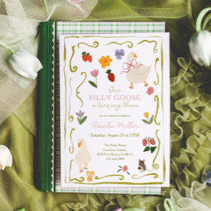 Invitation Anniversaire Silly Goose Gingham Cottagecore