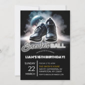 Invitation Anniversaire Silver et White Disco Sneakerball (Devant)