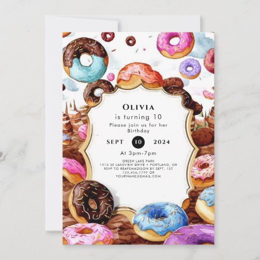 Invitation Anniversaire simple de Donut pour enfants (Devant)