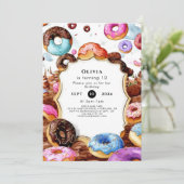 Invitation Anniversaire simple de Donut pour enfants (Debout devant)
