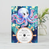 Invitation Anniversaire simple de la pieuvre du Boho (Debout devant)