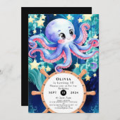 Invitation Anniversaire simple de la pieuvre du Boho (Devant / Derrière)