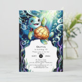 Invitation Anniversaire simple de la tortue marine (Debout devant)
