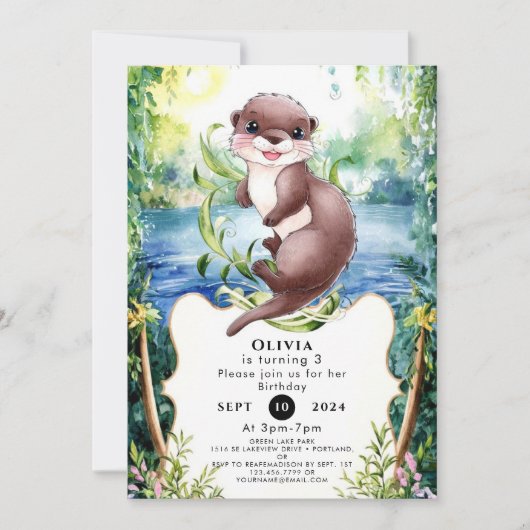 Invitation Anniversaire simple de Otter calme (Devant)