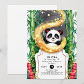 Invitation Anniversaire simple de Panda pour enfants en bambo (Devant / Derrière)