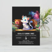 Invitation Anniversaire simple de Tigre de Bois (Debout devant)