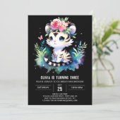 Invitation Anniversaire simple de tigre enchanté (Debout devant)