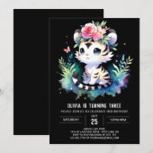 Invitation Anniversaire simple de tigre enchanté (Devant / Derrière)
