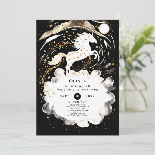 Invitation Anniversaire simple du Boho Horse (Debout devant)