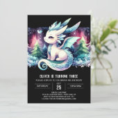 Invitation Anniversaire simple du dragon aquarelle (Debout devant)