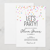 Invitation anniversaire simple et colorée avec con (Devant / Derrière)