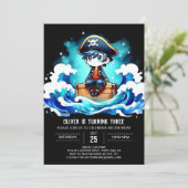 Invitation Anniversaire simple et élégant du pirate (Debout devant)