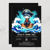 Invitation Anniversaire simple et élégant du pirate (Devant / Derrière)