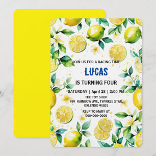 Invitation Anniversaire simple jaune citron