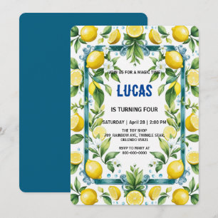 Invitation Anniversaire simple jaune citron