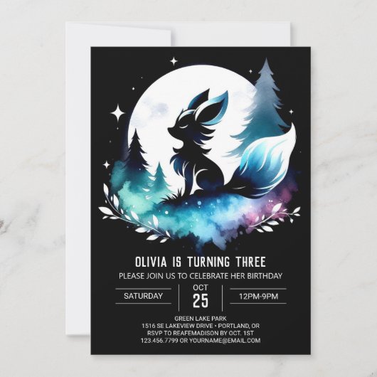 Invitation Anniversaire simple moderne du loup (Devant)