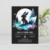 Invitation Anniversaire simple moderne du loup (Debout devant)