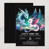 Invitation Anniversaire simple Pastel Dragon (Devant / Derrière)