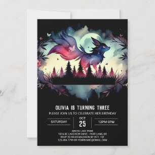 Invitation Anniversaire simple Pastel Wolf