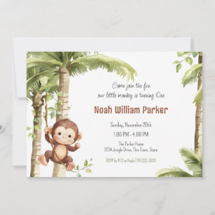 Invitation Anniversaire singe 1ère année Jungle