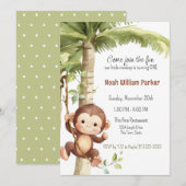 Invitation Anniversaire singe 1ère année Jungle (Devant / Derrière)