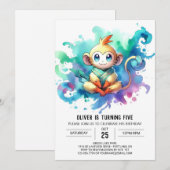 Invitation Anniversaire Singe Bohème Joyeux (Devant / Derrière)