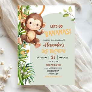 Invitation Anniversaire Singe de la savane verte Allons-y Ban