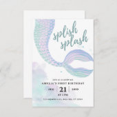 Invitation Anniversaire Sirène (Devant / Derrière)