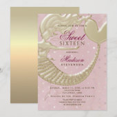 Invitation Anniversaire Sirène 16 Ans (Devant / Derrière)
