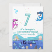 Invitation Anniversaire Sirène et Requin (Devant)