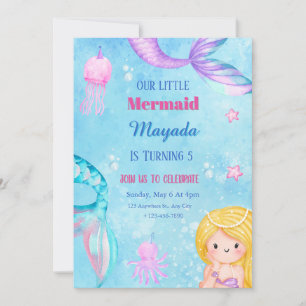 Invitation anniversaire sirène modèle éditable