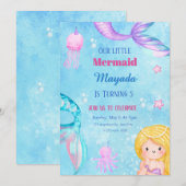 Invitation anniversaire sirène modèle éditable (Devant / Derrière)