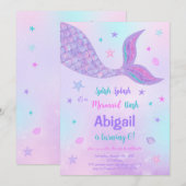 Invitation anniversaire sirène modifiable (Devant / Derrière)