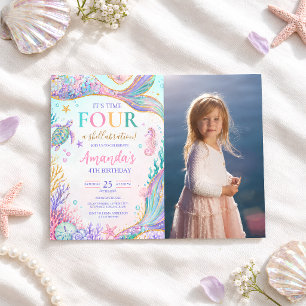 Invitation Anniversaire Sirène Pastel Sous l'Océan