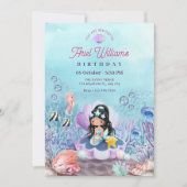Invitation Anniversaire sirène sous la mer (Devant)