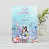 Invitation Anniversaire sirène sous la mer (Debout devant)