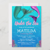 Invitation Anniversaire Sirène sous la Piscine (Devant)