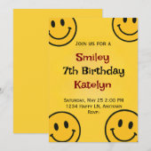Invitation Anniversaire Smiley (Devant / Derrière)