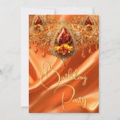 Invitation Anniversaire Soie d'or Bijou orange (Devant)